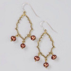 Soho Chocolate Pearl Brass Earrings